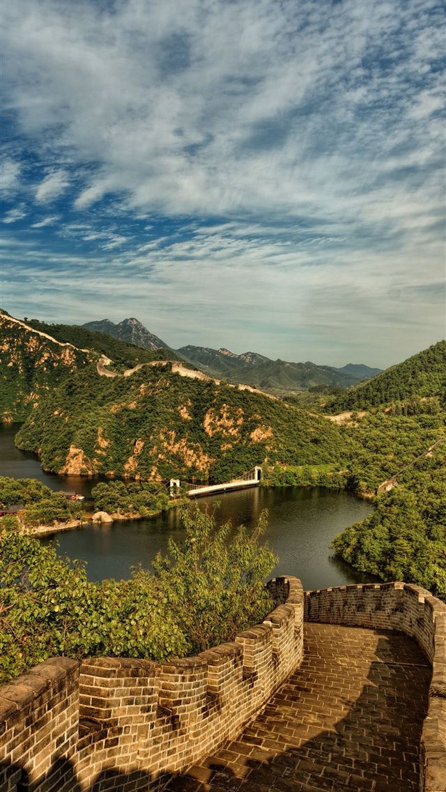 1284x2778 great wall of china lake mountains landscape china... - great wall of china iPhone Wallpaper