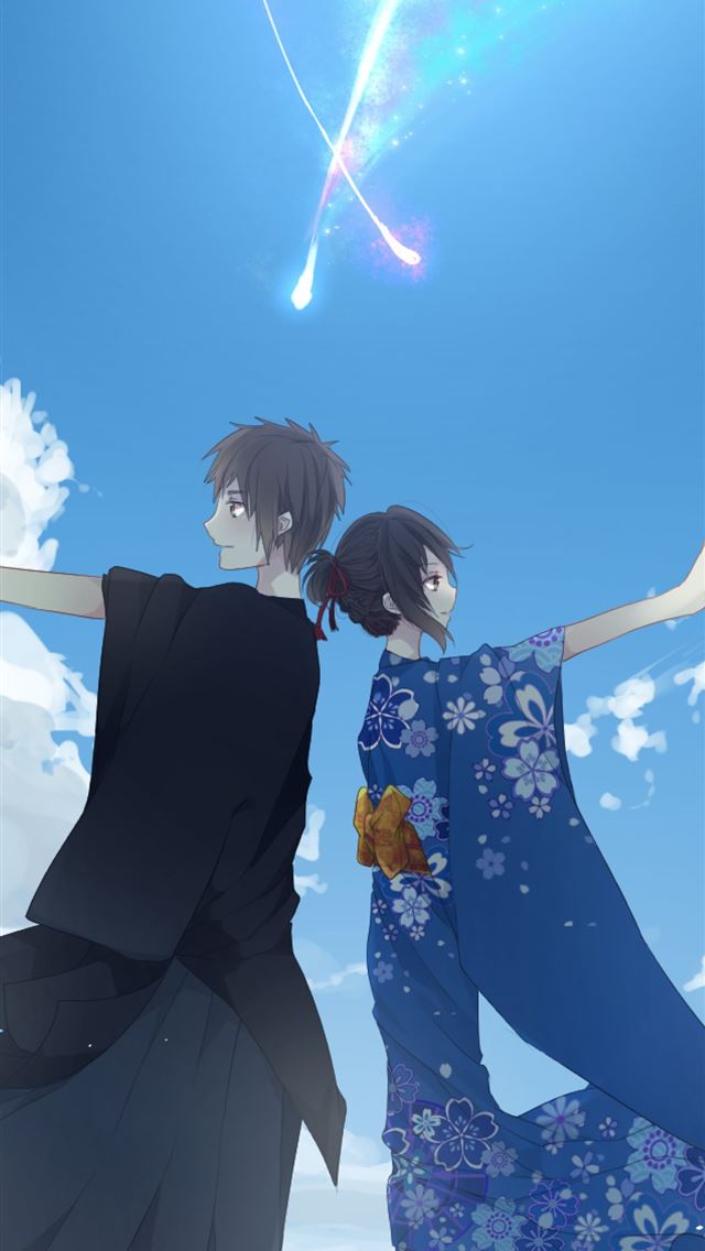 1125x2436 Mitsuha Miyamizu Taki Tachibana Profile View Kimi ... - mitsuha miyamizu iPhone Wallpaper