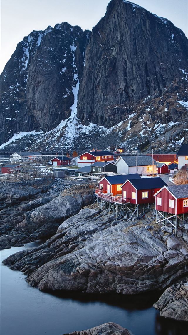 1284x2778 town coast mountains norway lg v30 lg g6 hd image ... - norway iPhone Wallpaper