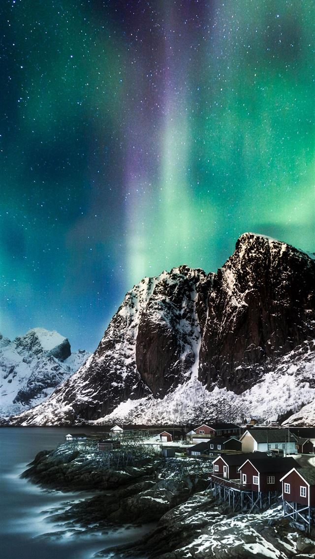 1284x2778 Norway Lofoten islands Europe Mountains sea night ... - norway iPhone Wallpaper