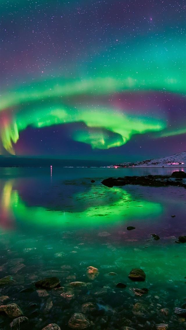 1125x2436 Aurora Norway Stars Stones Water for Google Nexus ... - norway iPhone Wallpaper