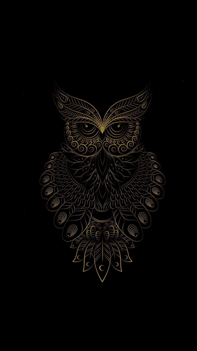 1284x2778 Golden Owl bird pattern art - owl iPhone Wallpaper