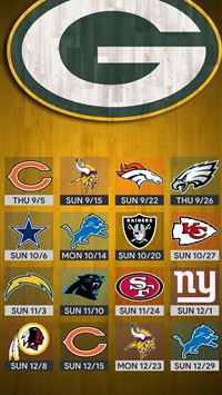 2019-2020 Green Bay Packers Wallpaper Schedule