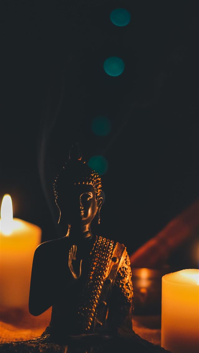 1284x2778 buddha figurine candles buddhism harmony hd backgr... - buddha iPhone Wallpaper