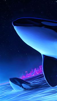Dolphin Night Orca Whale Digital Art Sony Xperia X... wallpaper
