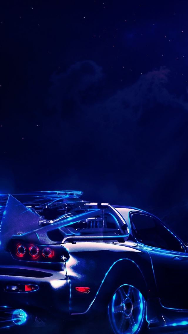 1284x2778 Back To The Future Mazda Rx7 Moon Digital Art 4k S... - back to the future iPhone Wallpaper