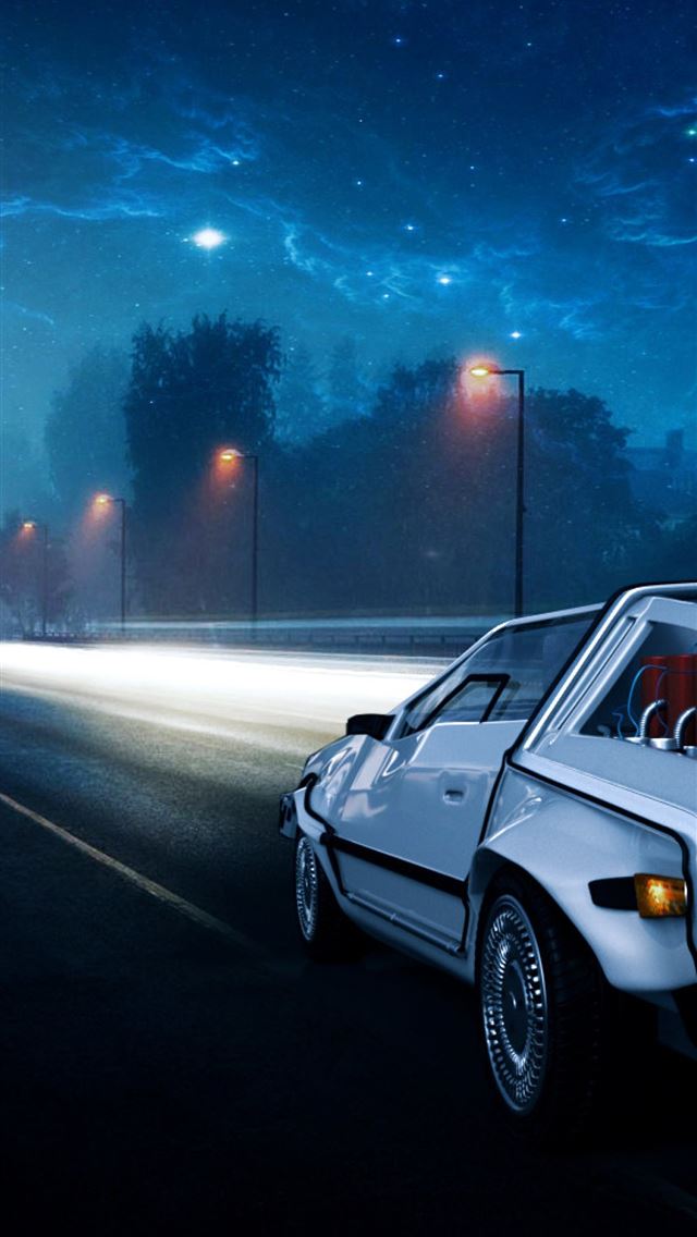1284x2778 Back to the Future DeLorean Car Illustration Resol... - back to the future iPhone Wallpaper