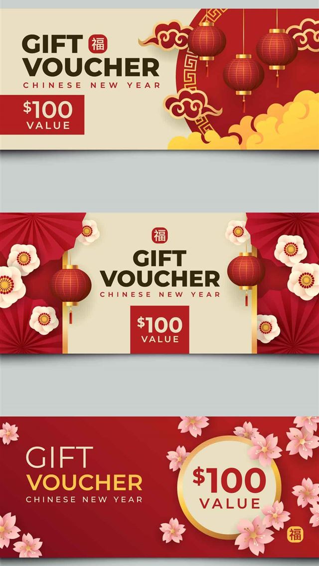1125x2436 Set of Chinese New Year Gift Voucher 1879949 Vecto... - chinese new year iPhone Wallpaper