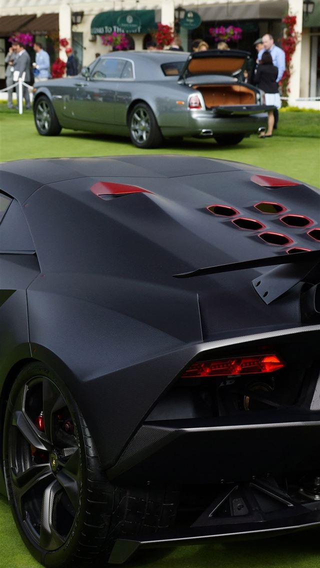 1284x2778 Lamborghini Sesto Elemento Matte Black Back View S... - lamborghini sesto elemento iPhone Wallpaper