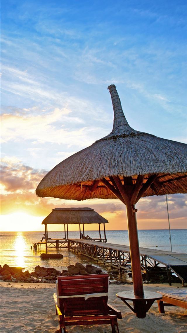 1284x2778 Mauritius sunset Indian ocean beach sand travel to... - mauritius iPhone Wallpaper