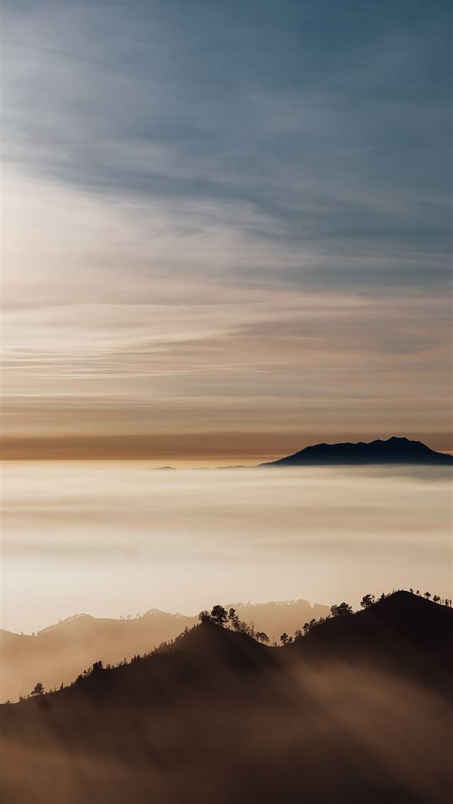 1284x2778 mountains fog clouds peaks indonesia hd background - indonesia iPhone Wallpaper