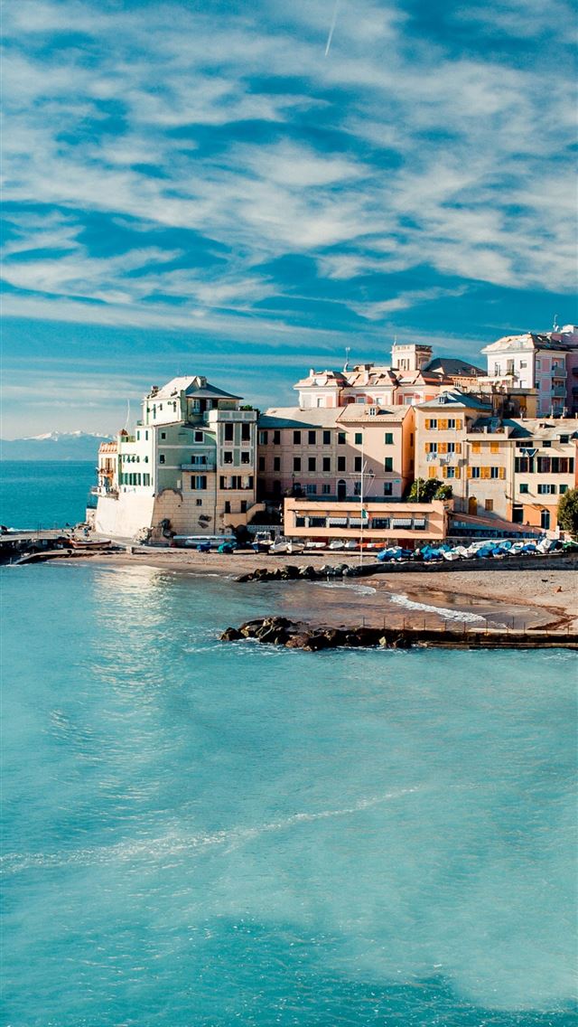 1284x2778 Italy coast 5k 4k 8k Tyrrhenian Sea houses sky clo... - italy iPhone Wallpaper