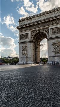 Arc De Triomphe France Paris Sky Clouds Building f... wallpaper