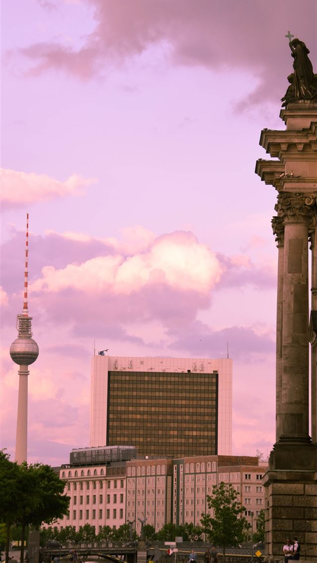 1284x2778  sunset city street cityscape architecture sky sky... - berlin iPhone Wallpaper