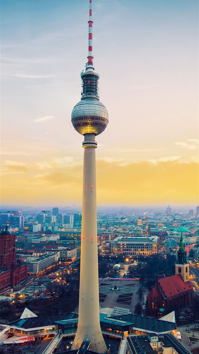 1284x2778 Berlin Fernsehturm High Tower Buildings Clouds for... - berlin iPhone Wallpaper