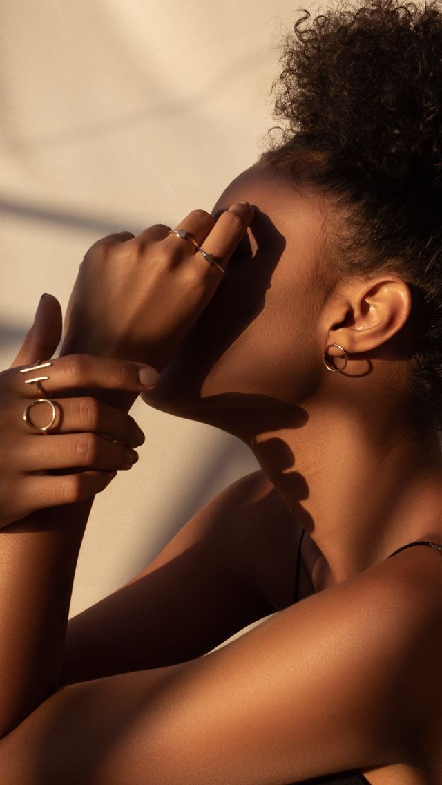 1284x2778 woman covering own face - beauty iPhone Wallpaper
