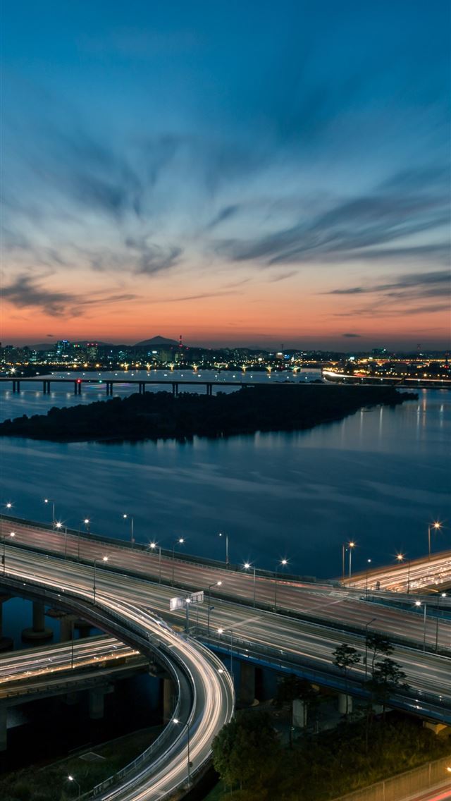 1284x2778 Han river bridge Seoul South Korea 5K Travel - south korea iPhone Wallpaper
