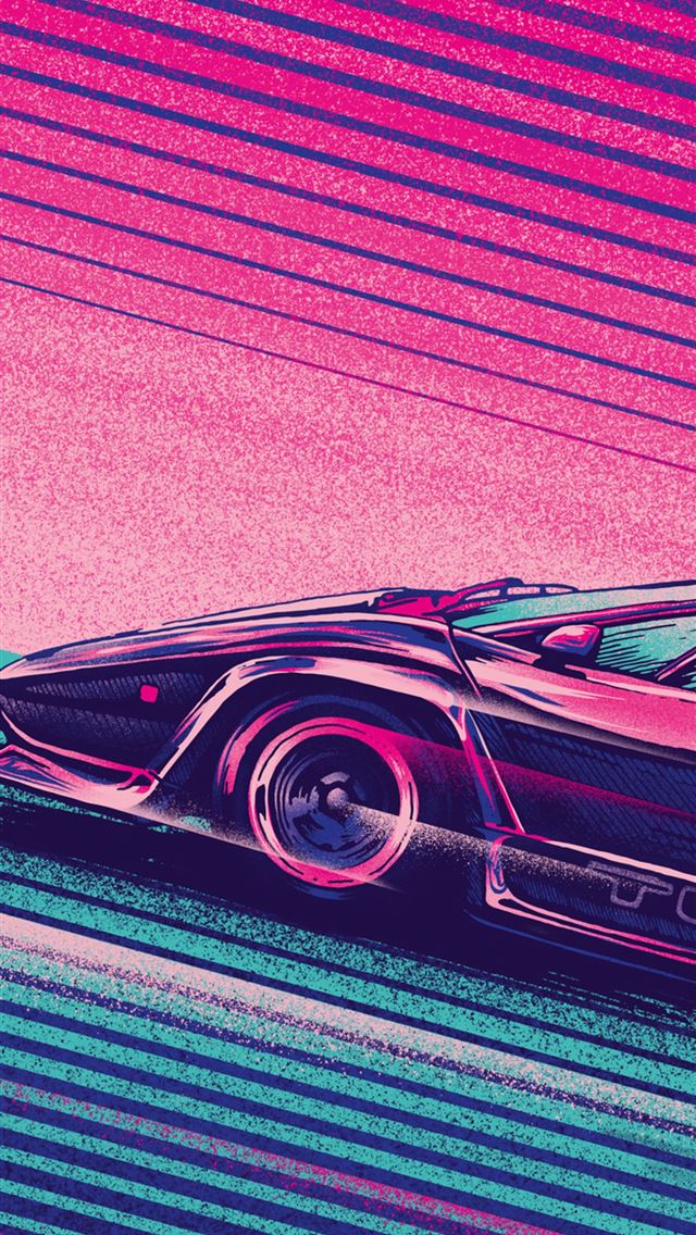 1284x2778 Lamborghini Countach Turbo Retro Artwork Sony Xper... - lamborghini countach iPhone Wallpaper