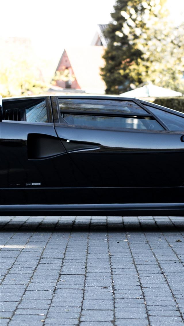 1284x2778 Lamborghini Countach Black Side View Supercar Cars... - lamborghini countach iPhone Wallpaper