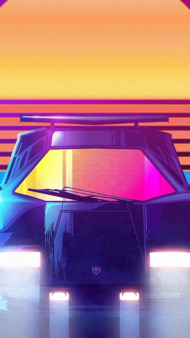 1284x2778 Lamborghini Countach Synhtwave 4k Sony Xperia X XZ... - lamborghini countach iPhone Wallpaper