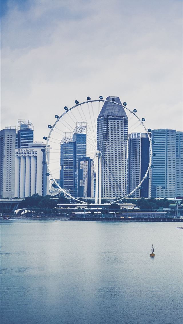 1284x2778 Singapore Skyscrapers Beach Ferris Wheel  - singapore iPhone Wallpaper