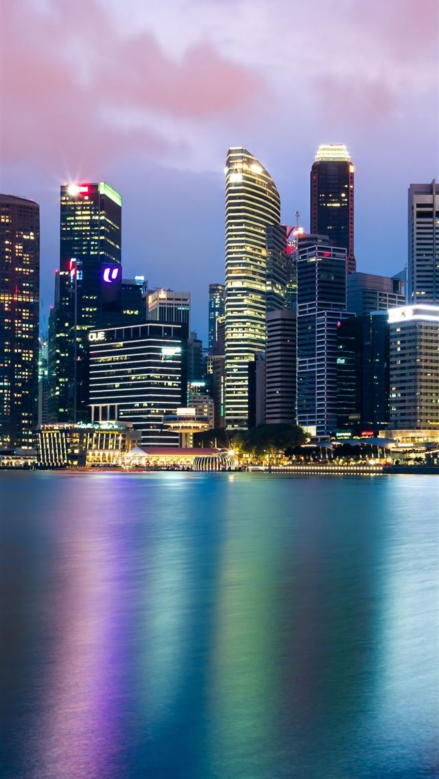 1284x2778 singapore cityscape skyline reflections night lg v... - singapore iPhone Wallpaper