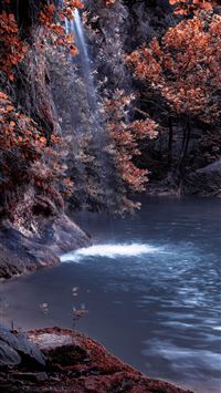 The Blue Lagoon Lake Waterfall Nature Forest Water... wallpaper