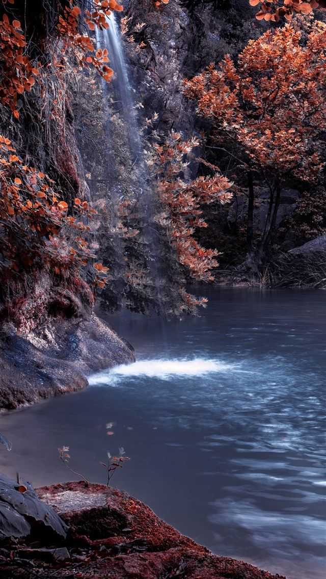 1284x2778 The Blue Lagoon Lake Waterfall Nature Forest Water... - blue lagoon iPhone Wallpaper