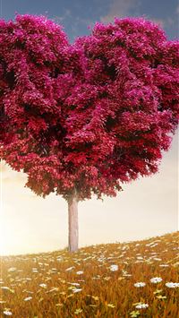 Meadows 5k 4k 8k tree love sun Nature wallpaper