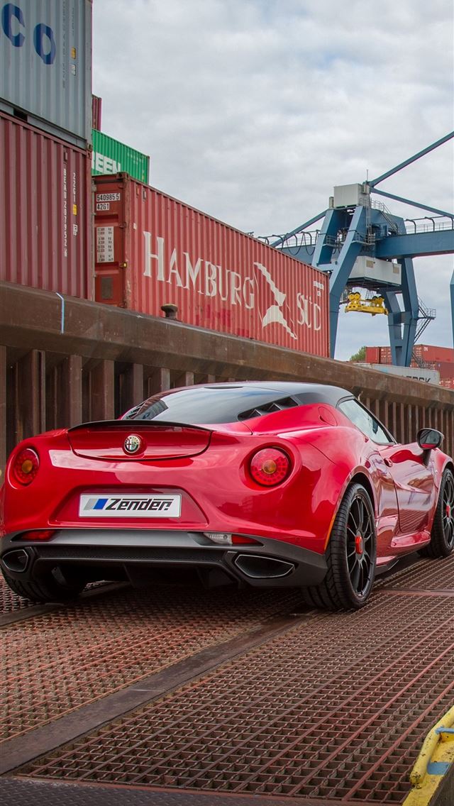 1284x2778 Alfa Romeo 4c Zender Red Rear View  - alfa romeo 4c iPhone Wallpaper