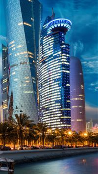 Evening Houses Skyscrapers Qatar 5k Sony Xperia X ... wallpaper