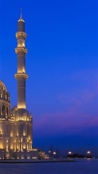 Heydar Mosque Azerbaijan Baku Lights Night for Sam... wallpaper