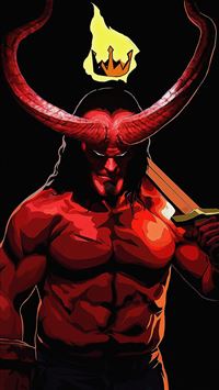 hellboy man with horns 2019 movie minimal poster l... wallpaper