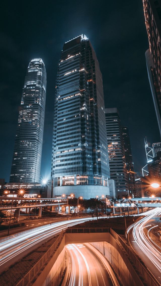 1284x2778  Hong Kong night city skyscrapers city lights wall... - hong kong iPhone Wallpaper