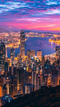Hong Kong City View Buildings Light Night Samsung ... wallpaper