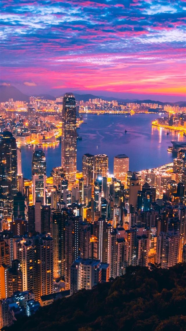 1284x2778 Hong Kong City View Buildings Light Night Samsung ... - hong kong iPhone Wallpaper