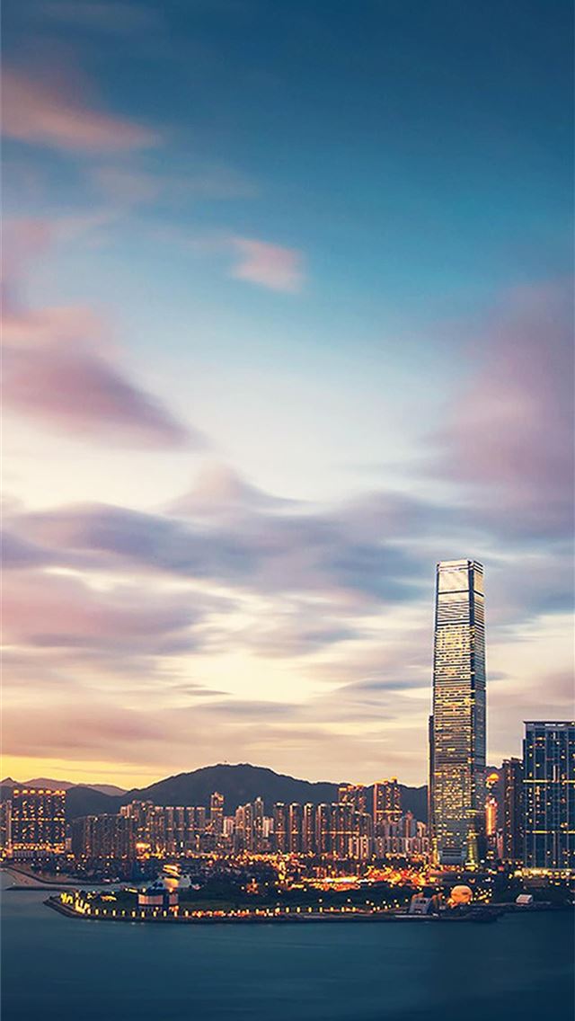 1284x2778 Free the Hong Kong Sunset Skyscraper City Bay beat... - hong kong iPhone Wallpaper