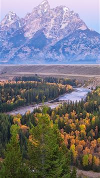 Grand Teton National Park River Trees Autumn Mount... wallpaper