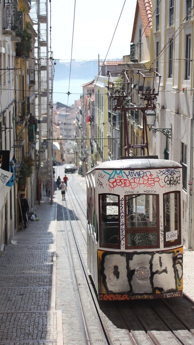 1284x2778 ID 270345 street with small residential buildings ... - lisbon iPhone Wallpaper
