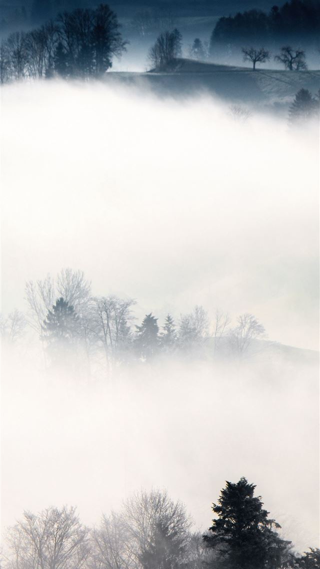 1284x2778 fog trees hills mist landscape samsung galaxy s4 s... - mist iPhone Wallpaper