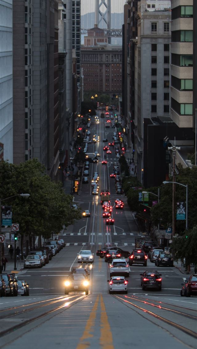 1284x2778 photo of roadway between buildings - san francisco iPhone Wallpaper