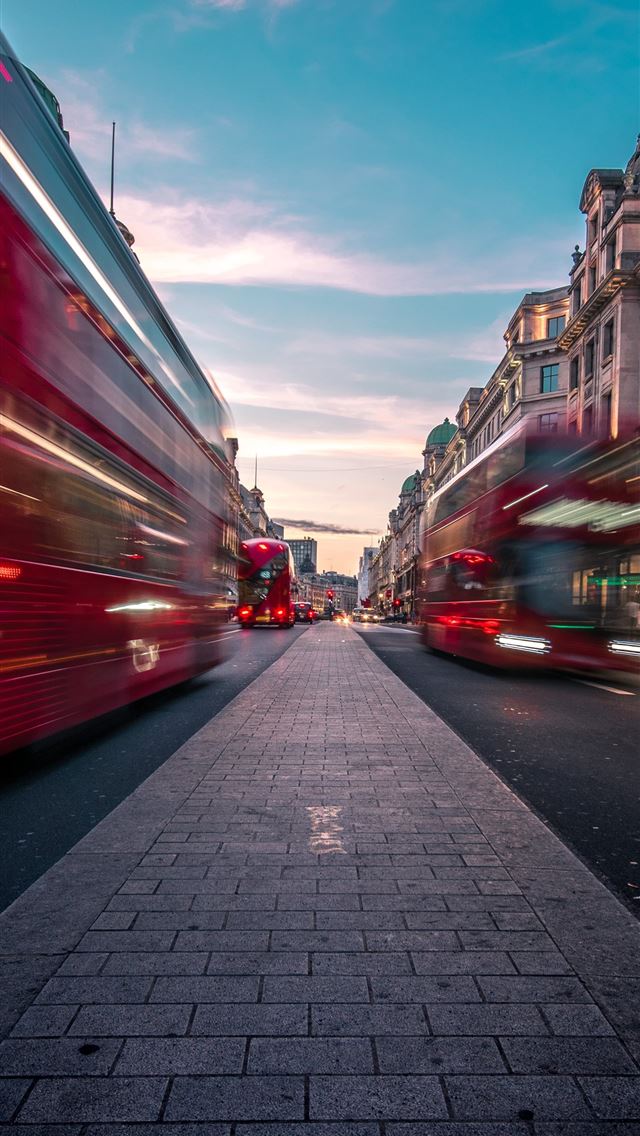 1284x2778 timelapse photography of double decker bus on road... - united kingdom iPhone Wallpaper