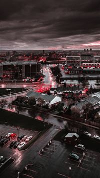 city buildings and cars on grayscale photography wallpaper