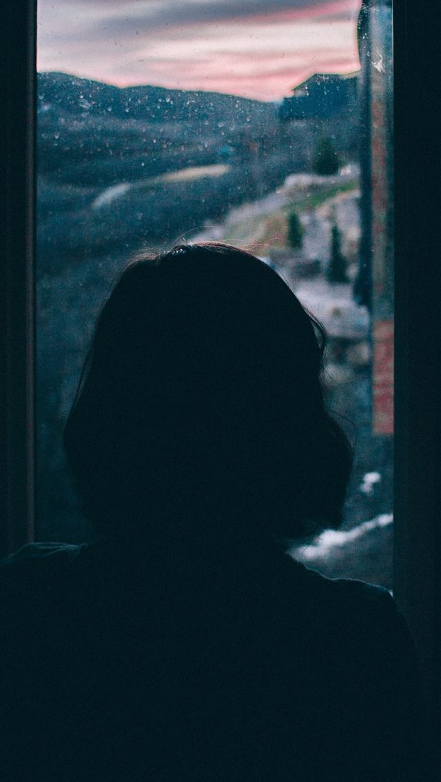 1284x2778 women's silhouette facing outside window - quotes iPhone Wallpaper