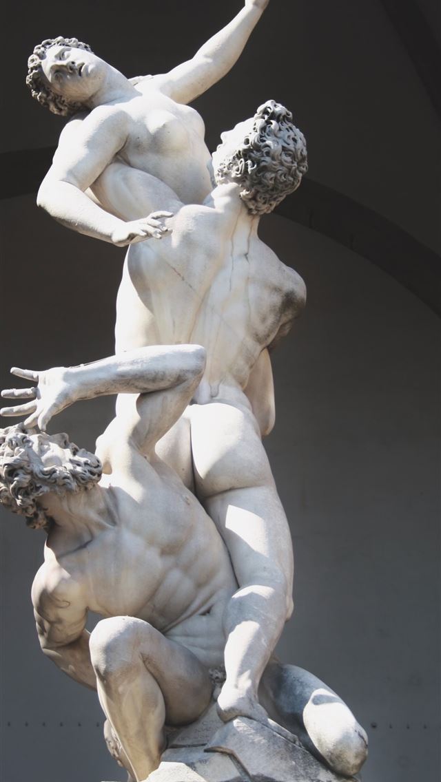 1284x2778 woman and men statue - water iPhone Wallpaper
