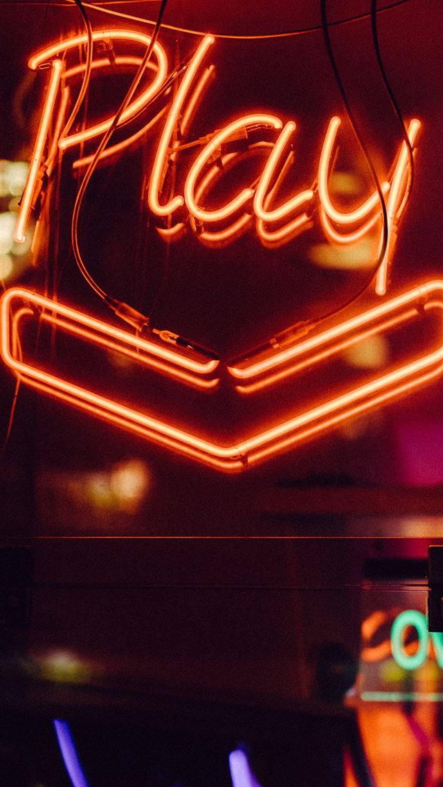 1284x2778 red Play neon light signage - united kingdom iPhone Wallpaper