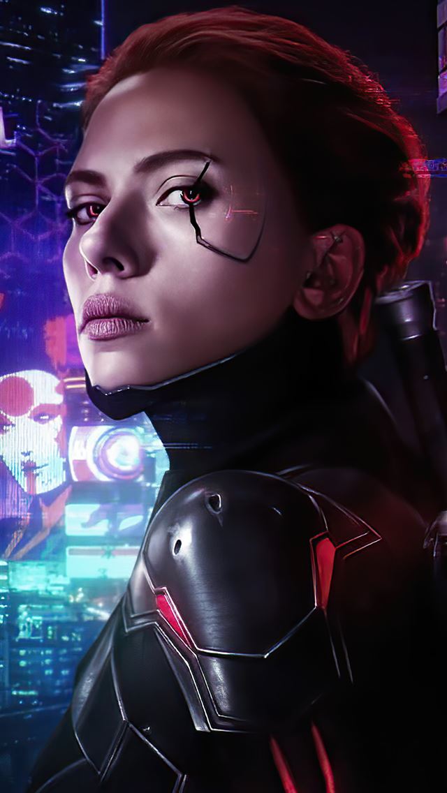 1284x2778 black widow cyborg 4k - behance iPhone Wallpaper