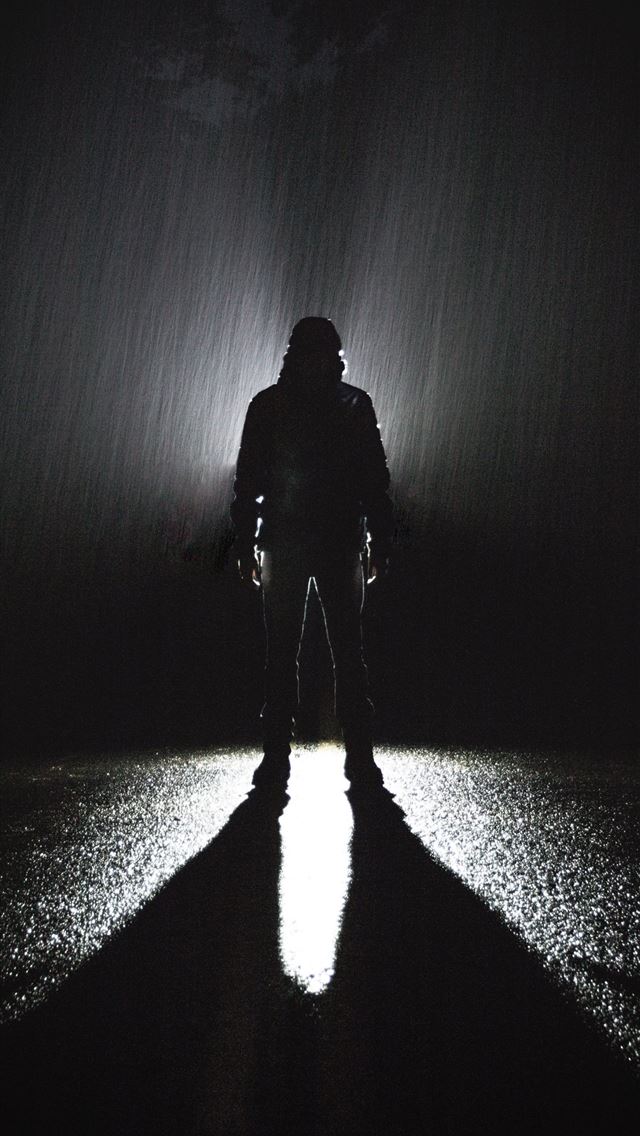 1284x2778 silhouette of person standing on road during rain - rain iPhone Wallpaper