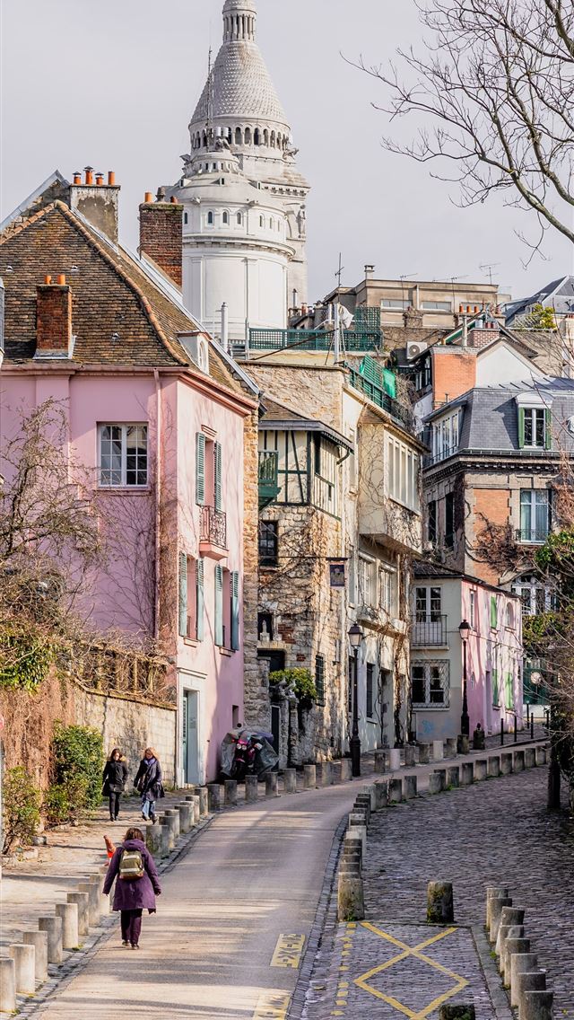 1284x2778 person walking on road - france iPhone Wallpaper