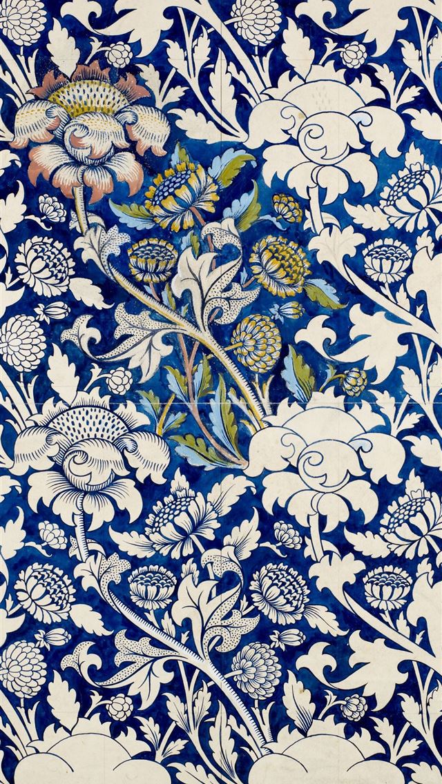 1284x2778 blue and white floral logo - floral iPhone Wallpaper